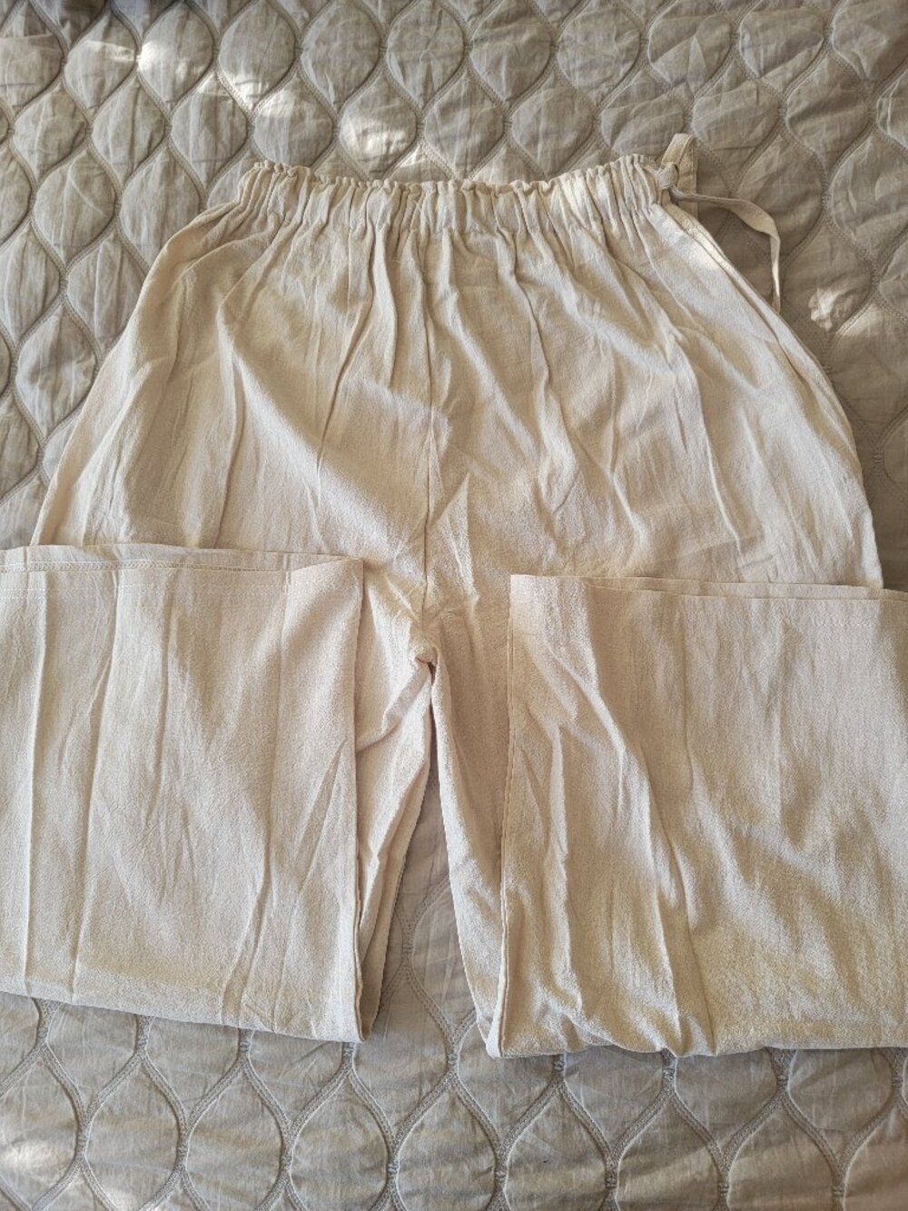 Lightweight linen relaxed wide-leg pants- NEW
